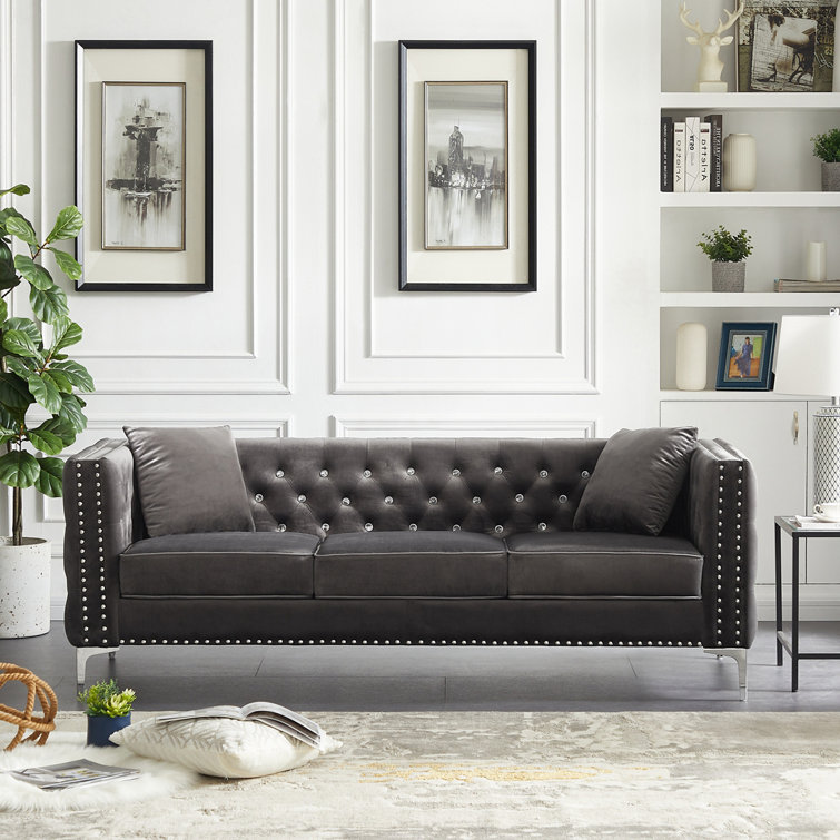 Velvet on sale couch wayfair